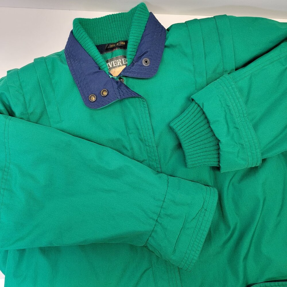 River Edge VTG Womens Green Flannel Lined Water Resist Knit Collar Jacket 9/10